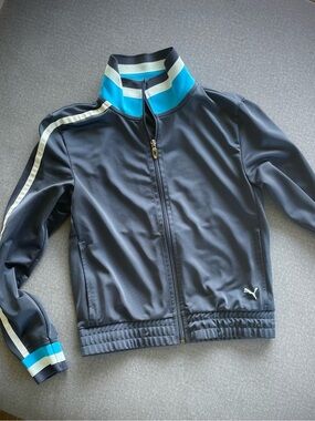 Puma Women’s Blue with Striped Collar Vintage Track Jacket | XS